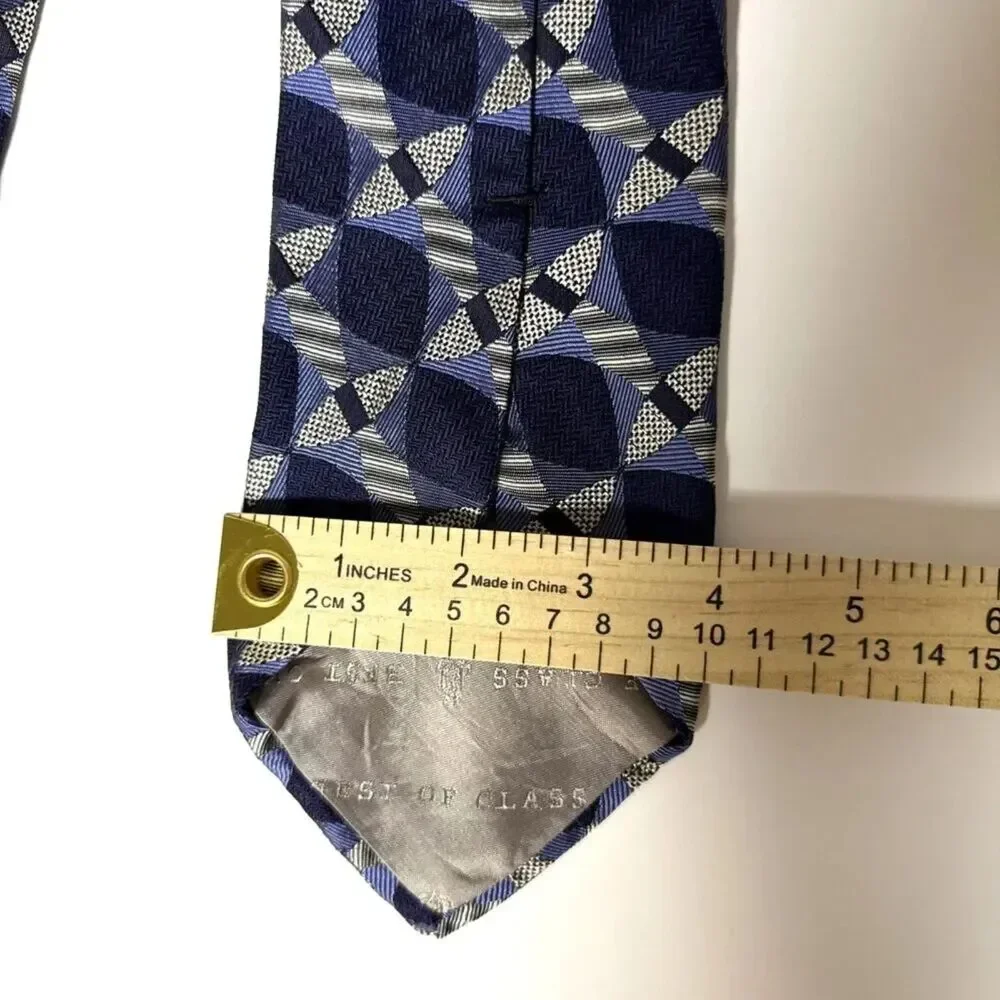 Robert Talbott Mens Blue Geometric Handsewn In USA Tie 100% Silk Necktie